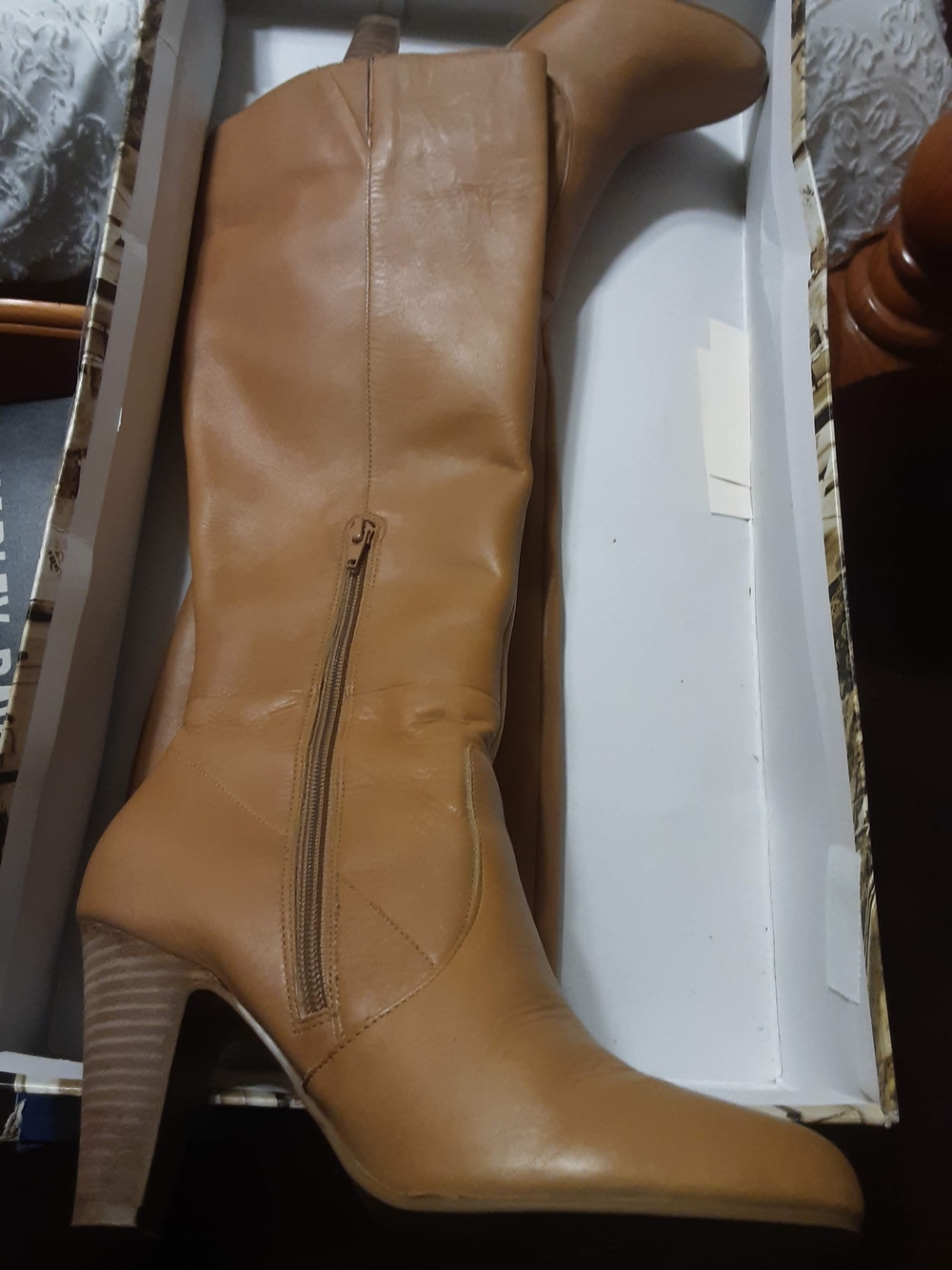 Via Neroli Camel/Tan Knee-High Leather Heeled Boots
